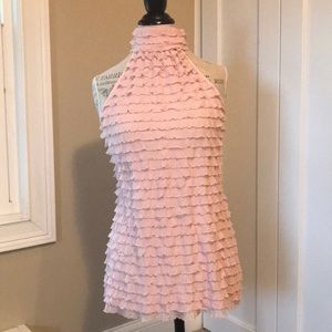 Studio Y “Large”sleeveless ruffle halter pale pink